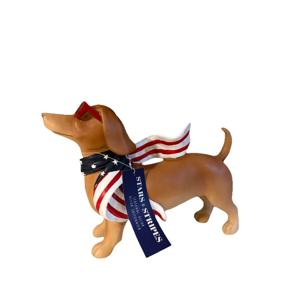 STARS & STRIPES Dachshund Dog‎ Figurine 8" USA Patriotic Tabletop Decor
